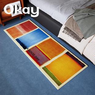 okay罗思科床边毯地垫 ins治愈韩系卧室入户垫进门房间毛绒地毯
