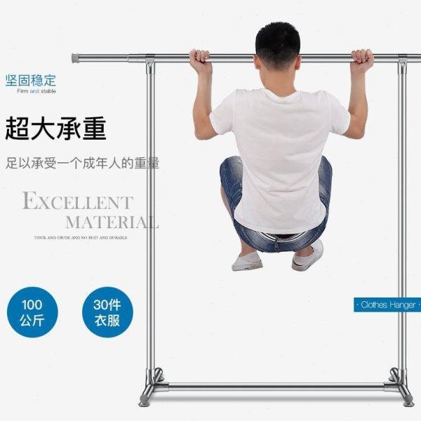 晾落地子不锈钢 加粗衣架 加厚阳台户外伸缩折叠晒落地晾衣杆家用