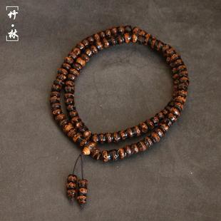 精品纯手工制作满钉老紫竹鞭108颗手持竹雕老竹根手串文玩竹手链