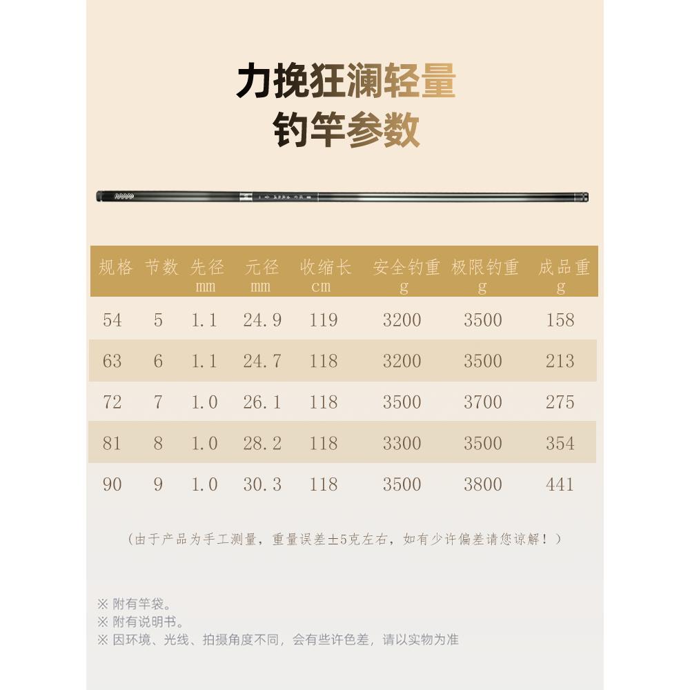 沃鼎探索系列力挽狂澜轻量钓鱼竿手杆超轻硬鲫鱼黑坑台钓竿综合竿