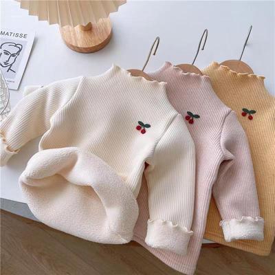 中小童纯色一体绒打底衫