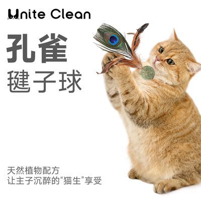 Unite Clean孔雀毽子球猫玩具木天蓼猫薄荷羽毛逗猫棒自嗨解闷