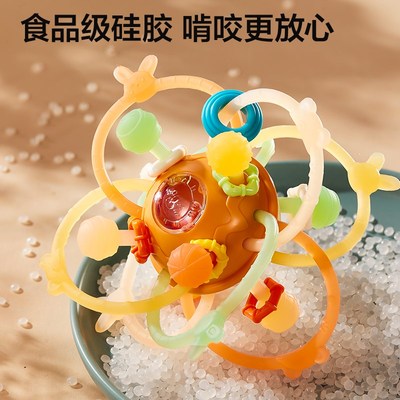 曼哈顿手抓球婴儿玩具0到6个月宝宝3抓握训练可啃咬磨牙胶小月龄4