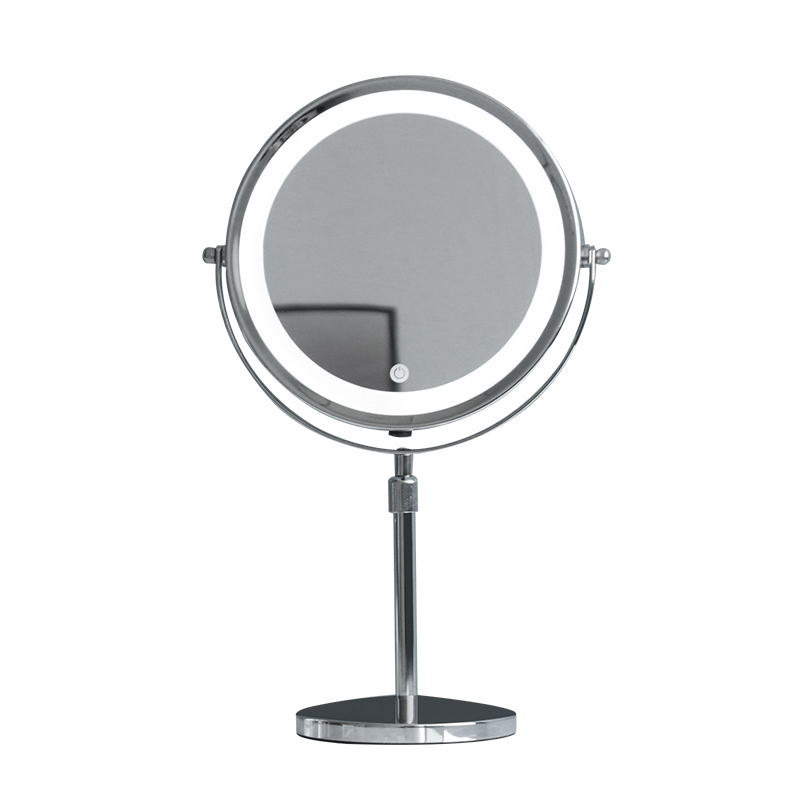 高度可调三倍十倍放大化妆镜台式桌面可升降双面带灯10倍黑头镜子