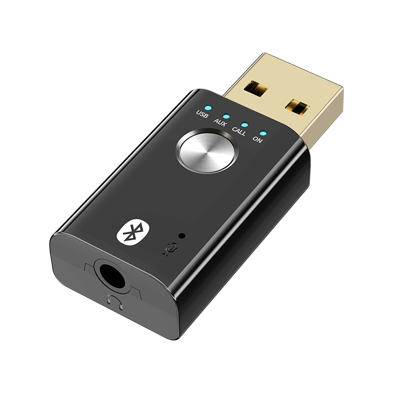 usb车载蓝牙接收器5.1汽车FM发射器转接3.5mm音箱响耳机功放机低