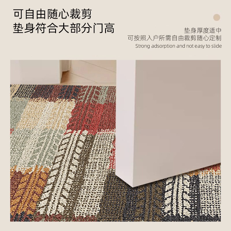 复古美式入户门地垫家用丝圈防滑踩脚垫民族风玄关地毯门垫可裁剪