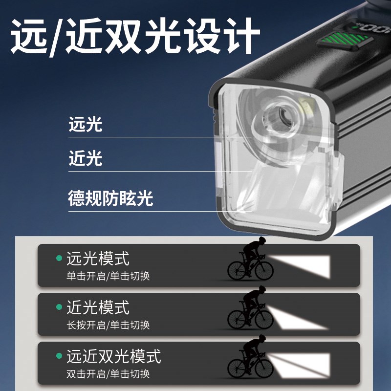 自行车灯骑行灯夜骑前灯夜间照明灯强光超亮山地公路单车正装吊装