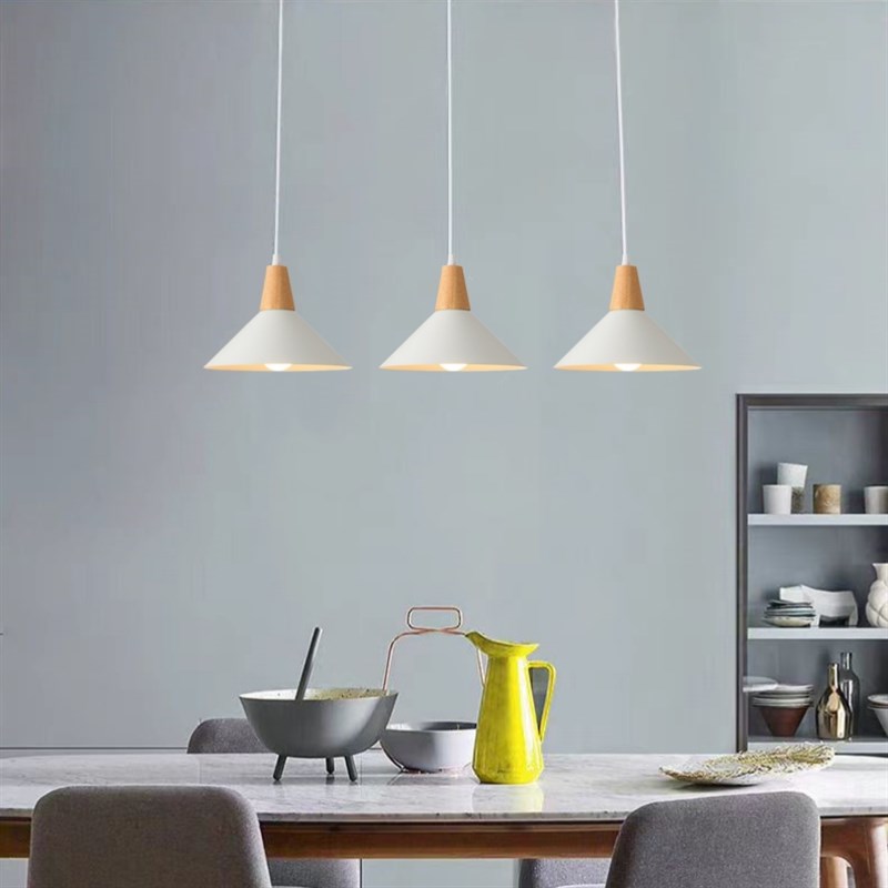 餐厅吊灯北欧简约餐桌饭厅吧台灯原木奶油餐饮民宿吊线灯创意单头