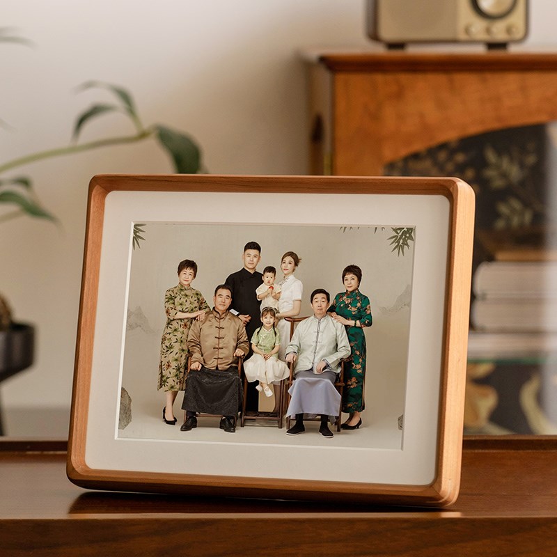 全家福实木高级感相框定制洗照片加打印装裱diyA4挂墙画框8寸摆台