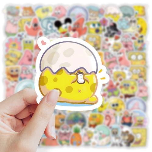 120张海绵宝宝卡通派大星贴纸创意表情可爱手账装饰手机防水贴画