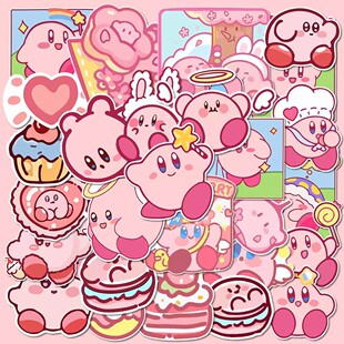 可爱星之卡比kirby贴纸卡通手机壳平板电脑水杯手账diy小贴画防水