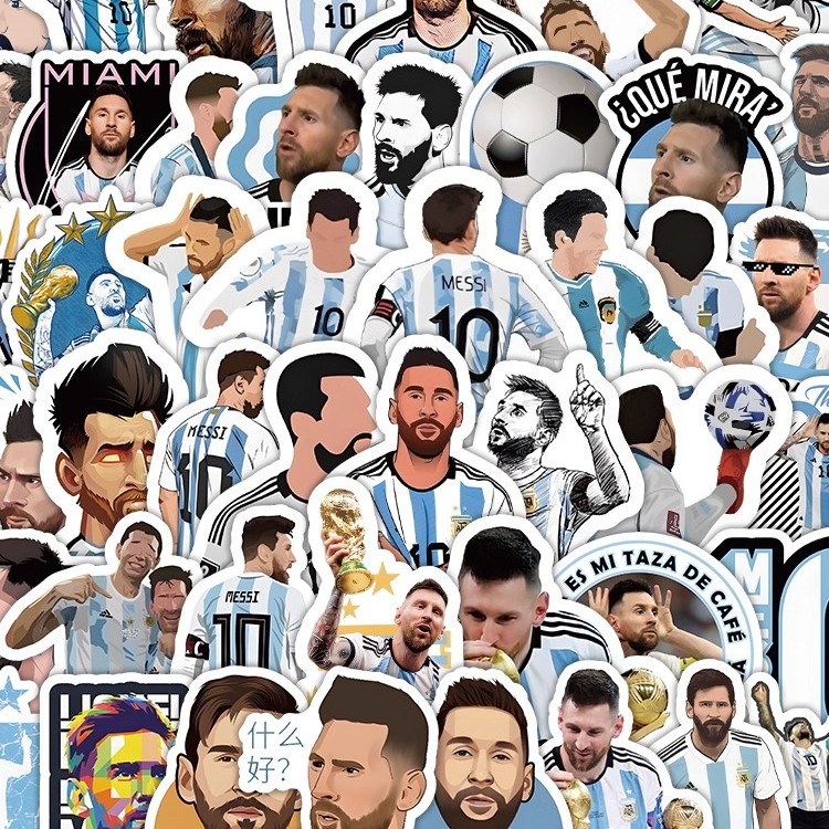 阿根廷足球运动员梅西贴纸世界杯冠军体育明星周边涂鸦风照片