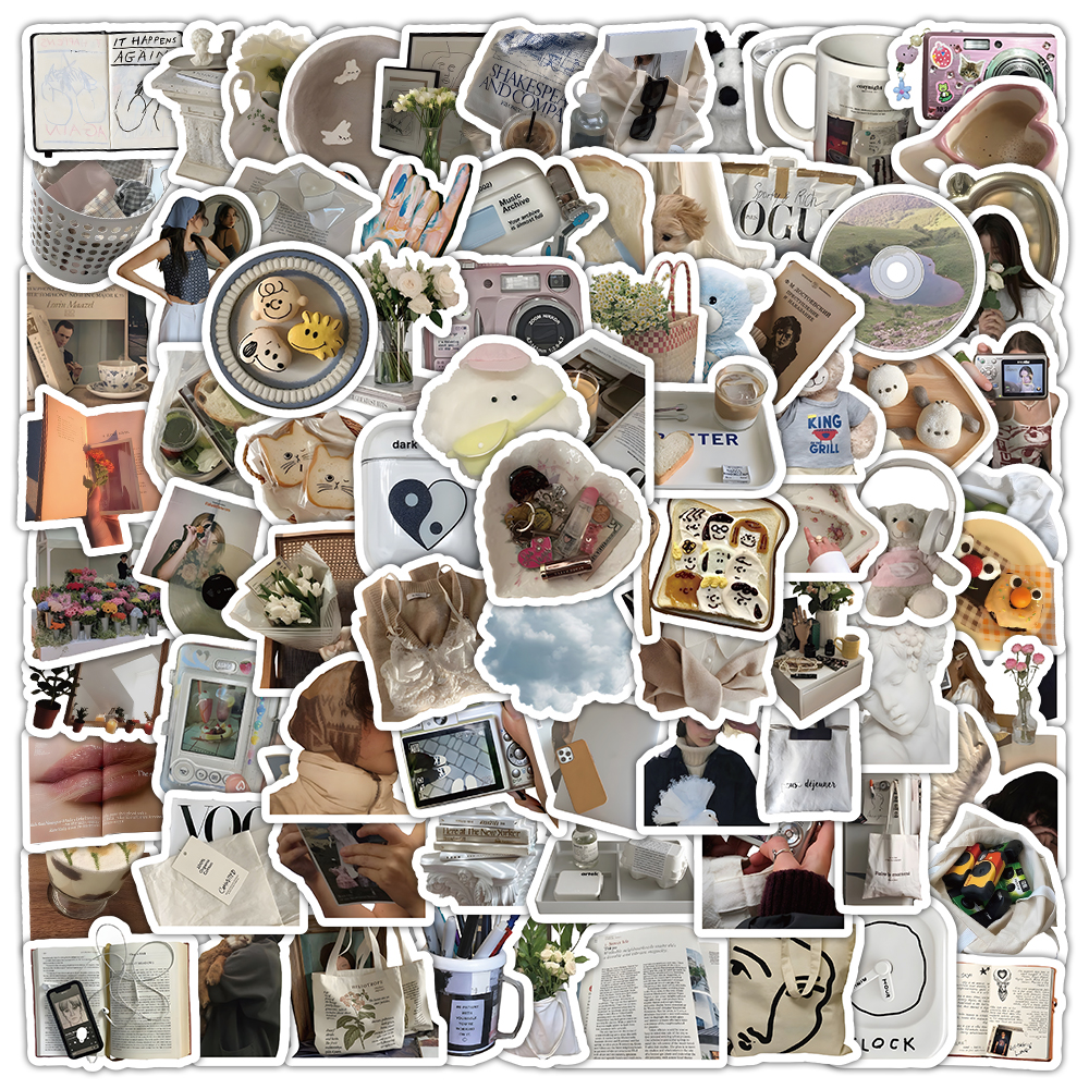 200张ins风日记碎片贴纸韩系简约治愈文艺图案装饰手机壳防水贴画