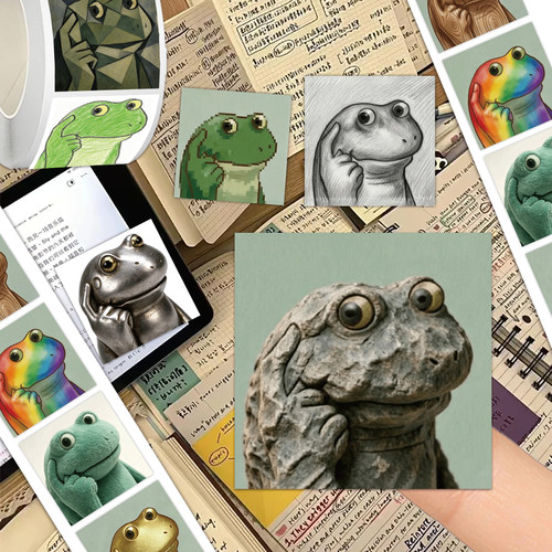 2000贴青蛙指头表情包卷卷贴纸搞怪魔性表情包贴画手账DIY装饰贴