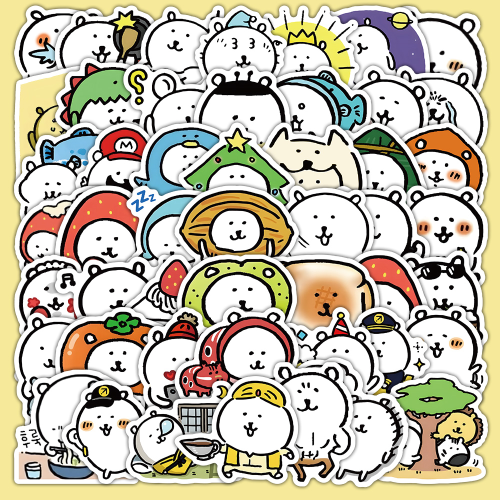 337张自嘲熊贴纸卡通可爱大白熊个性创意图案装饰手机壳防水贴画