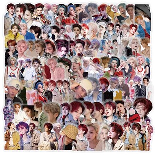 200张鹿晗贴纸高颜值帅气男星EXO成员PET透明装饰行李箱防水贴画