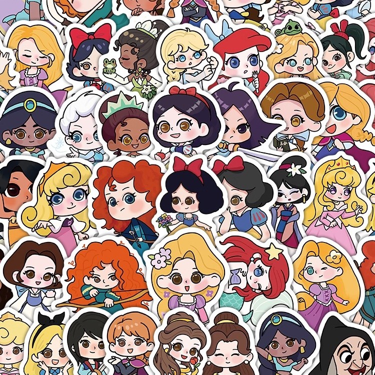 200张迪士尼公主贴纸艾莎安娜白雪公主灰姑娘美人鱼装饰防水贴画