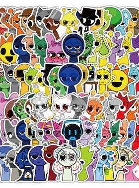 200张节奏盒子贴纸sprunki音乐游戏周边卡通创意图案装饰防水贴画