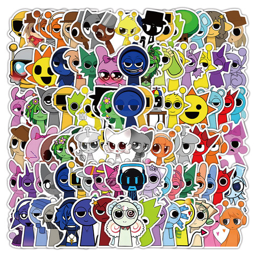 200张节奏盒子贴纸sprunki音乐游戏周边卡通创意图案装饰防水贴画