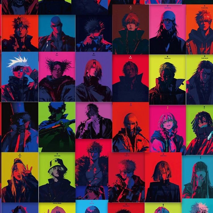 66张赛博朋克人物贴纸二次元卡通动漫周边装饰手机壳电脑防水贴画