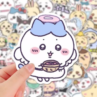 66张可爱吉伊卡哇贴纸chiikawa贴画小八手机壳防水装饰手账di水杯