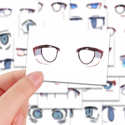 96张绘画眼睛素材贴纸美术生动漫人物参考笔记本手账贴画防水diy