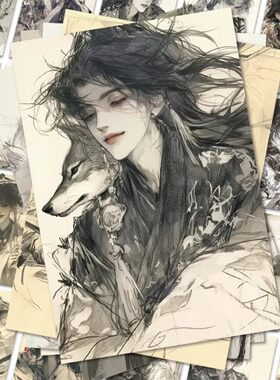 192张复古风帅哥贴纸少年感美男子潇洒公子哥手账手机桌面diy贴画
