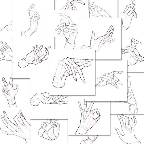创意手部练习贴纸美术生绘画临摹素材自粘贴diy装饰平板手机贴画
