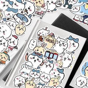 50张卡通吉伊卡哇贴纸chiikawa可爱沙雕装饰手账笔记本电脑防水贴