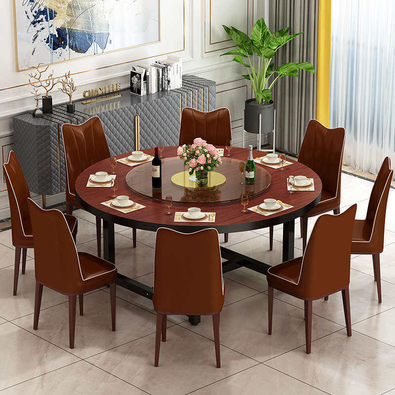 酒店餐桌大圆桌饭店餐桌椅带圆形人食堂圆桌8/10/15餐厅餐馆转盘