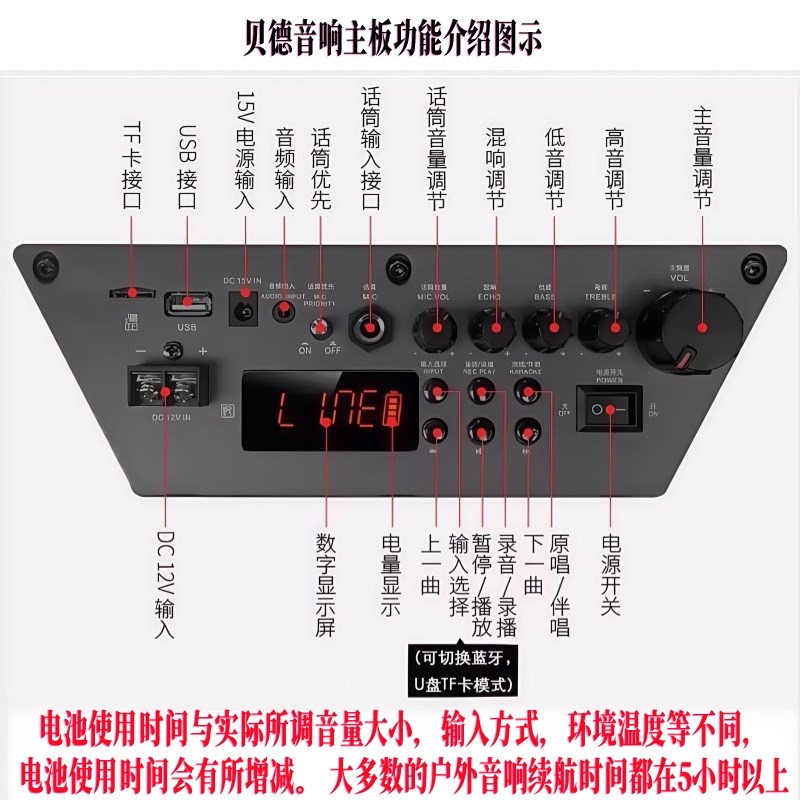 贝德广场舞音响户外便携音响大功率拉杆蓝牙音箱K歌跳舞重低音炮