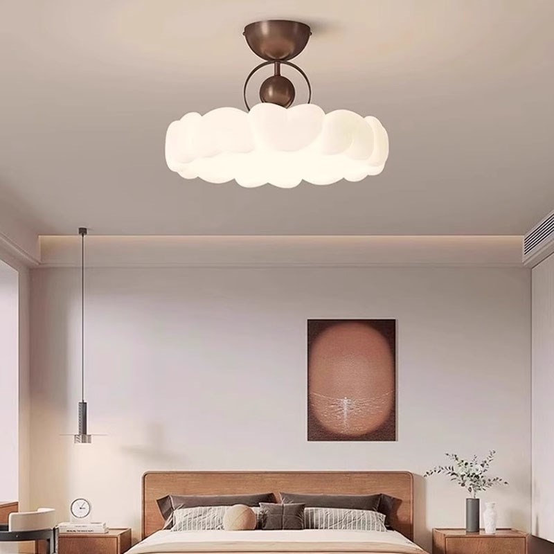 法式吸顶灯奶油中古风灯具卧室灯半吊创意复古儿童房高级感南瓜灯