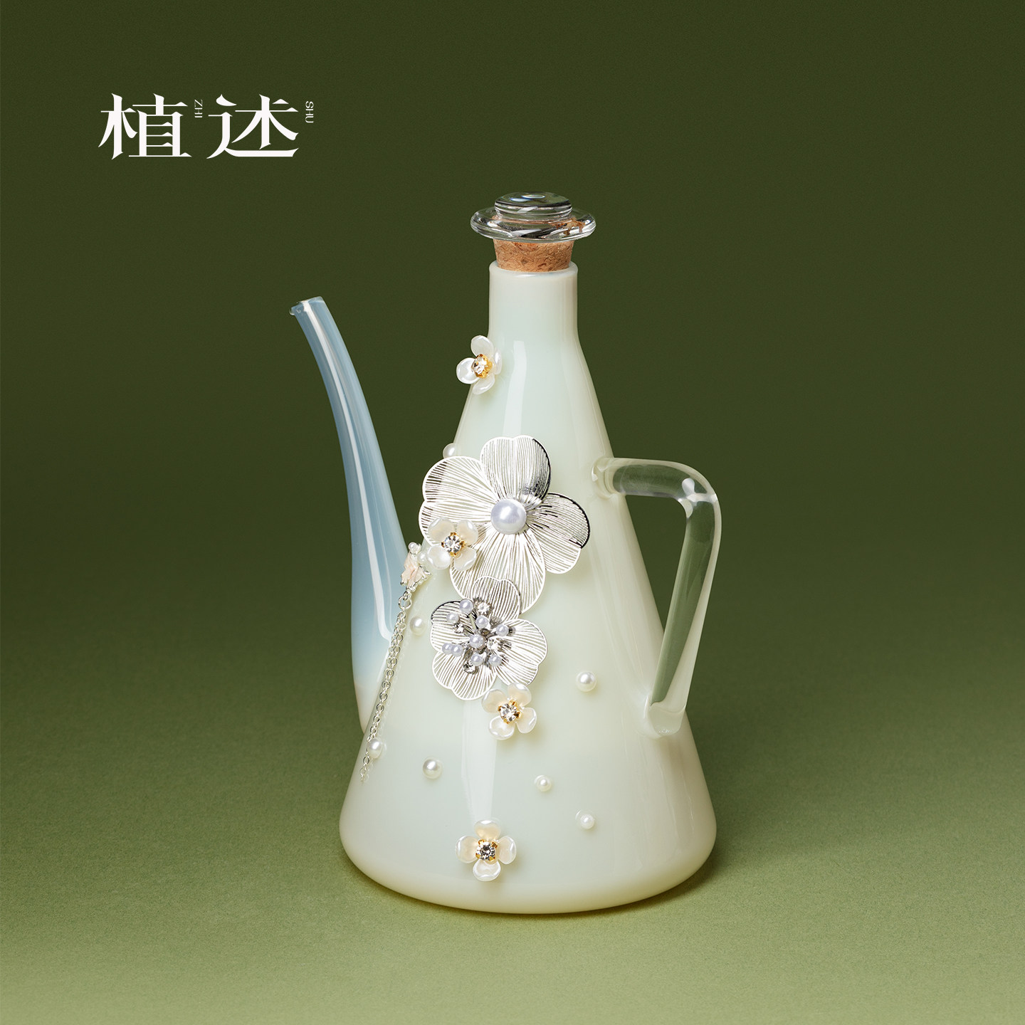 植述冰玉玻璃花莹冷泡壶原创手工创意家用冷萃壶多功能分享壶酒壶