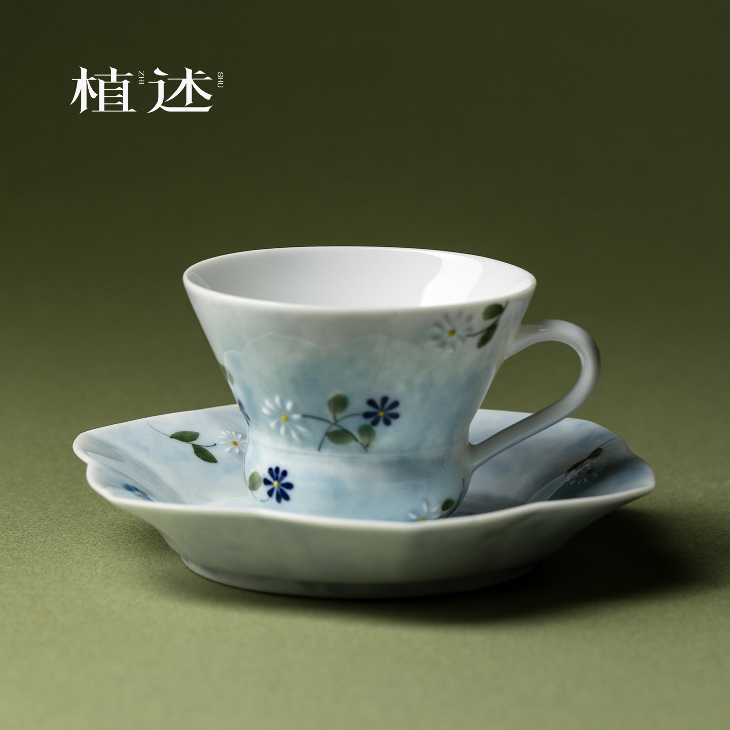 植述纯手绘小雏菊咖啡杯套装高端玉瓷马克杯咖啡杯茶具主人杯茶杯,餐饮具,咖啡杯,淘宝优惠券,粉丝福利购,淘宝优惠卷