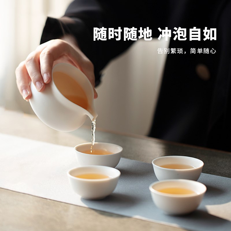 景德镇功夫茶具套装家用办公室小型简约陶瓷泡侧把茶壶茶杯礼盒装
