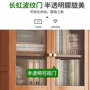 书架多功能置物架简约落地防尘简易家用客厅收纳储物多层书柜 中式