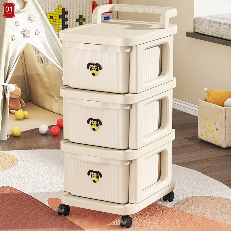 日本零食玩具小推车多层抽屉式卡通风杂物置物架可移动防尘收纳柜