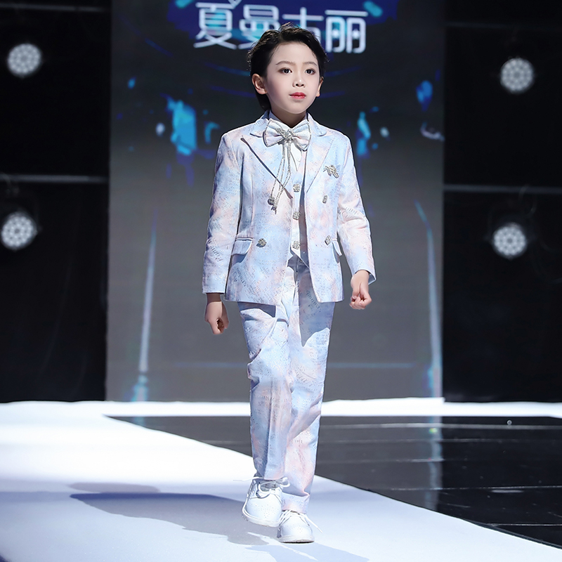 儿童西装套装男童2023新款花童礼服模特走秀潮服主持人钢琴演出服