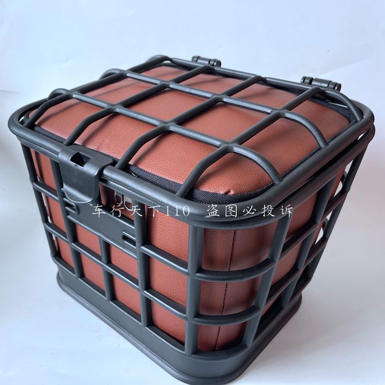 适用于国标小彩豆小钢豆电动车装塑料车筐黄棕色车篮耐撞防水内包