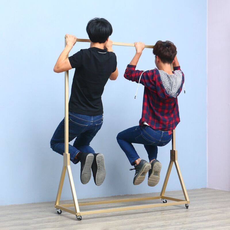 服装架中岛展示架落地式女装简约挂衣架童装店金色货架带轮可移动