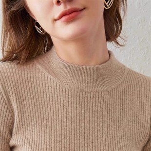 羊毛衫 内搭紧身中领打底衫 套头长袖 秋季 针织线衫 半高领毛衣女修身