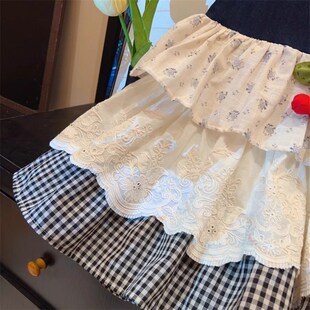 女孩宝宝休闲时髦洋气拼接儿童蛋糕背心裙 女童公主裙无袖 夏款 新品