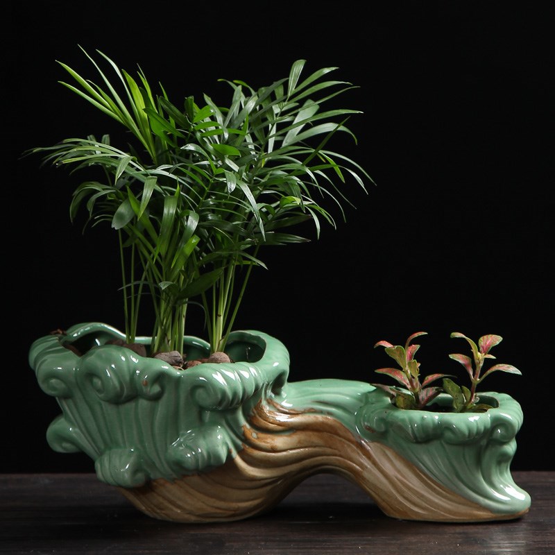 花盆陶瓷欧式个性创意复古双孔大号室内个性简约绿萝多肉植物花盆