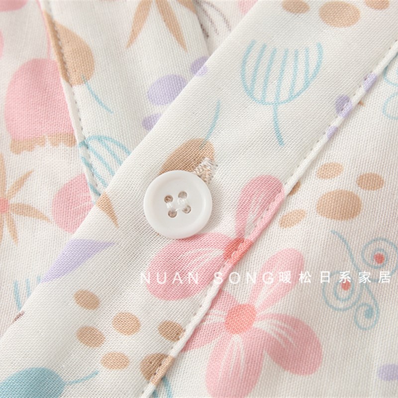 夏季日式和服睡衣女士薄款纯棉双层纱布短袖短裤汗蒸服浴衣家居服