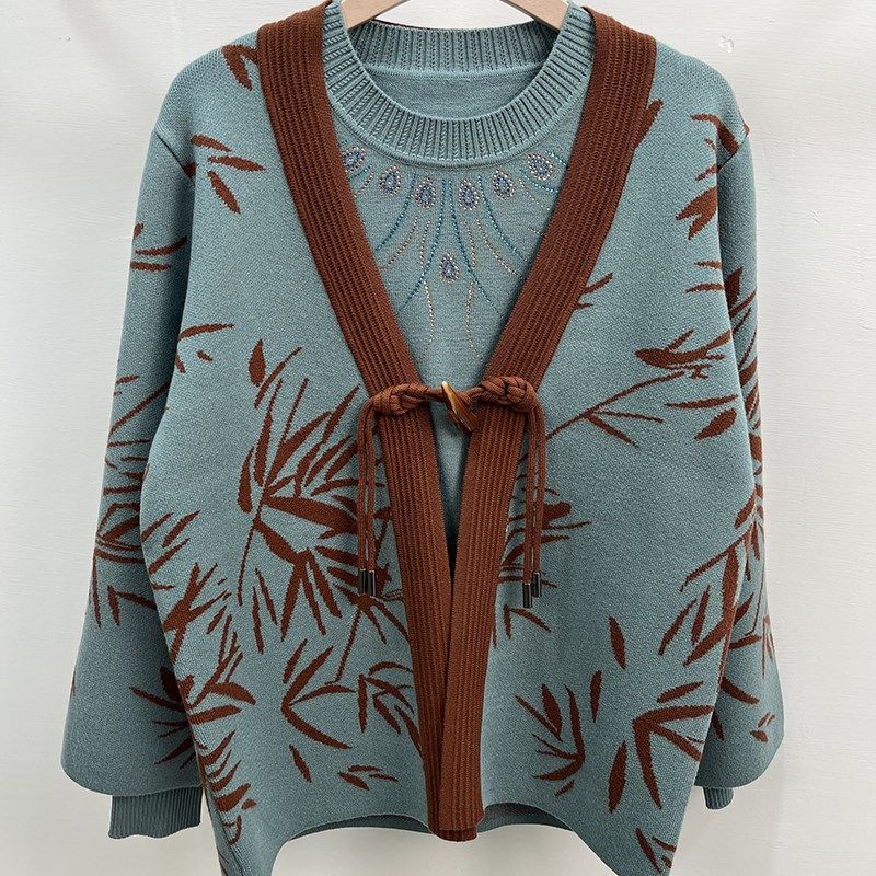 妈妈秋冬两件套2024新款针织开衫外套女时尚中老年女装羊毛衫套装