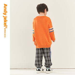 安迪杰克尔男童开衫外套儿童毛衣春秋薄款2023圆领针织衫内搭童装