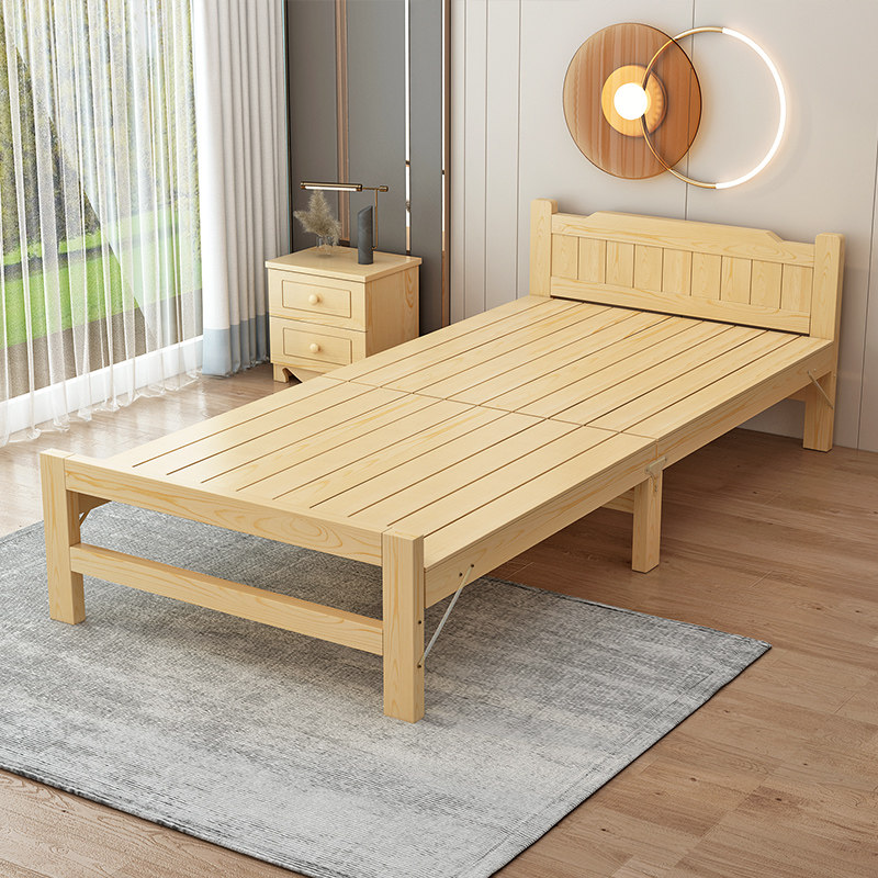 折叠床午休人床家用简易实木床1米5经济型双人床公室1米2小床