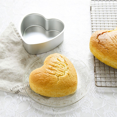 铝合金阳极爱心形活底蛋糕模具  6 8 10寸心型慕斯圈有底座易托模