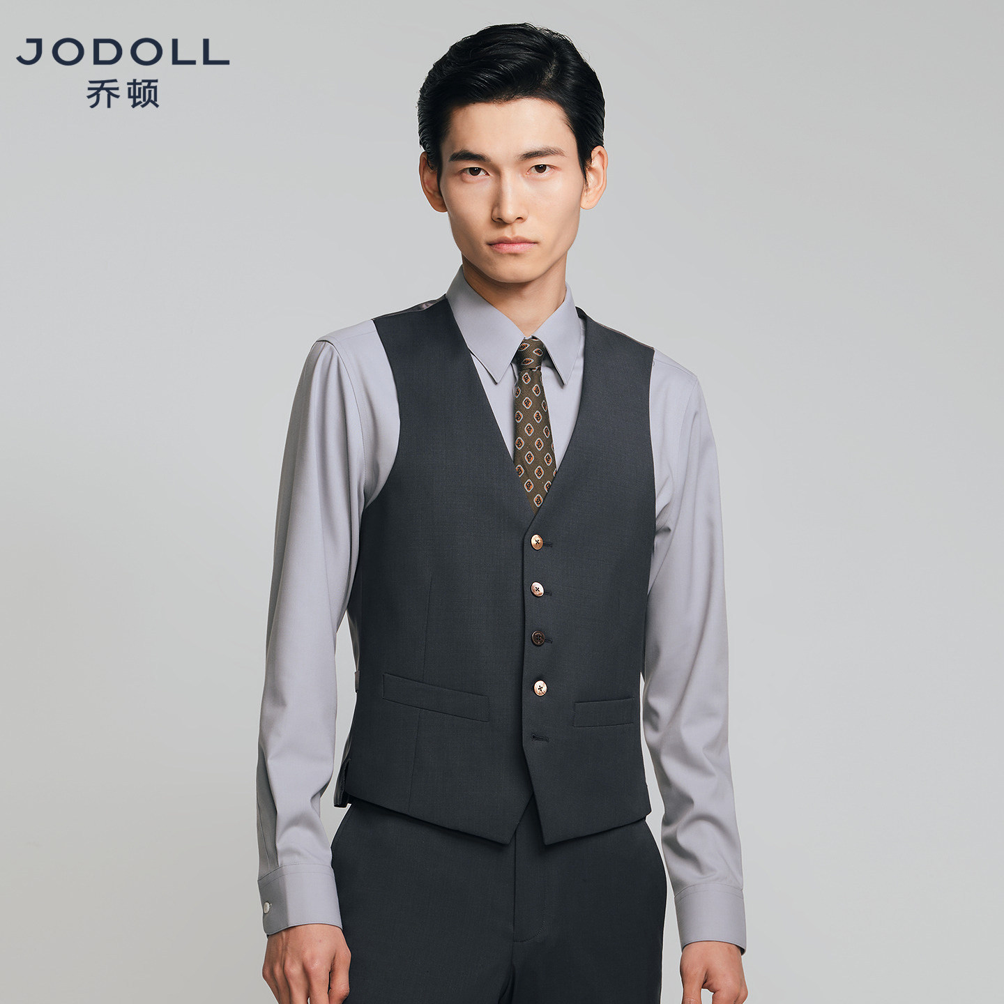 JODOLL乔顿男士西服马甲商务正装时尚修身净色羊毛马夹男