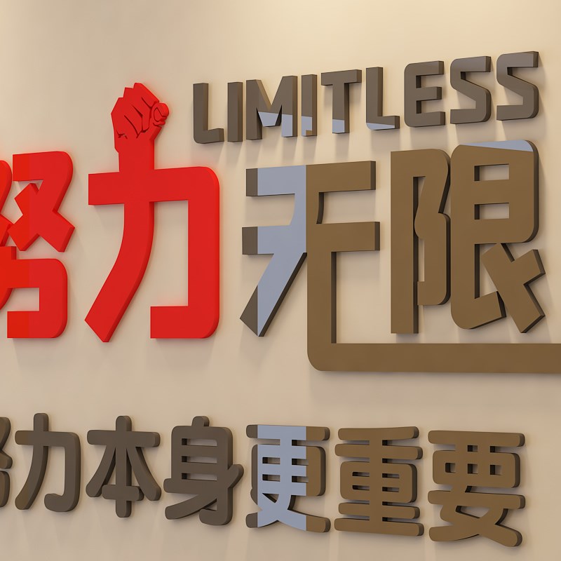 能力无限文化墙标语公司企业布置团队励志墙贴画3d亚克力墙贴